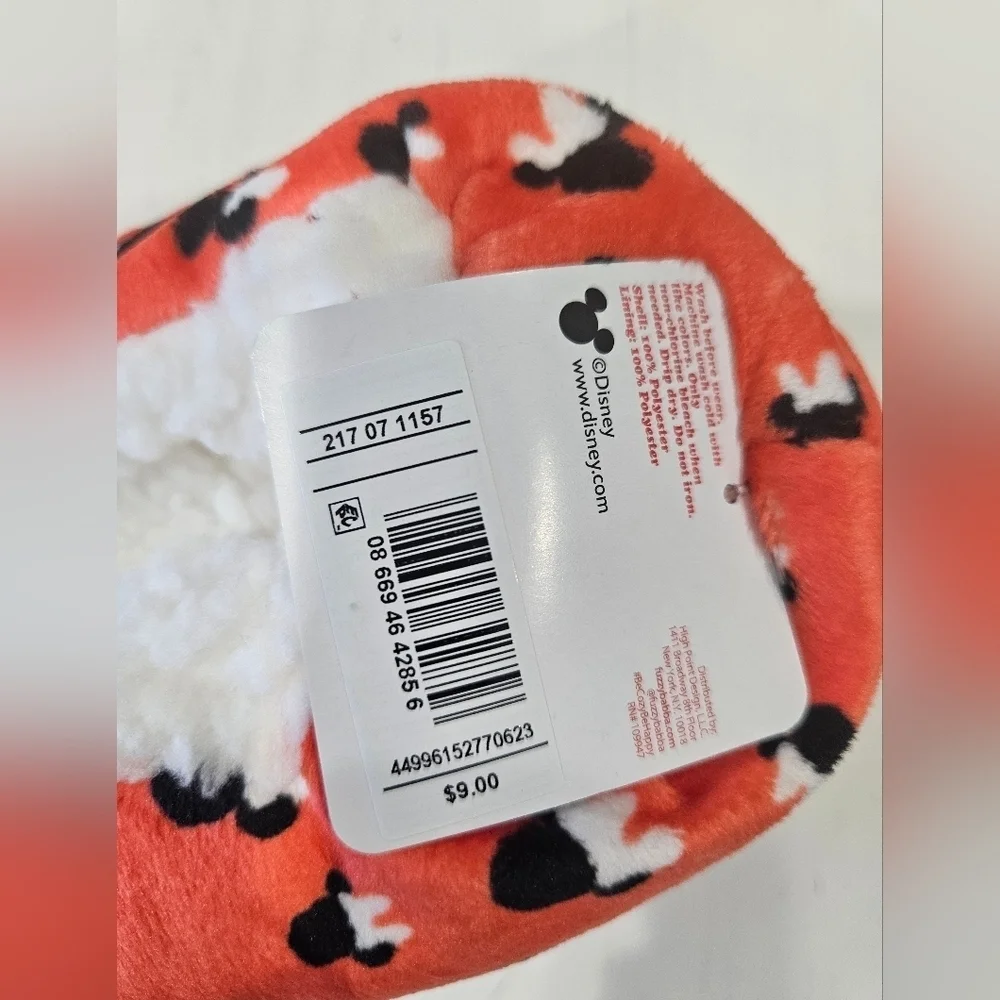 Disney Minnie Mouse Fuzzy Faux Fur Slipper socks with White Bow. NWT. *2 PAIRS*
